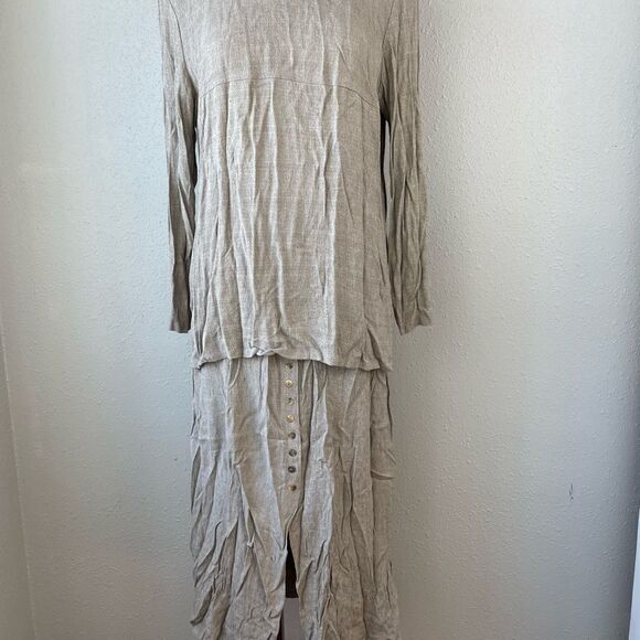 Pre-Owed Vintage K STUDIO Womens Rayon Blend Tan Blouse and Skirt Set Size 10 - Picture 6 of 11